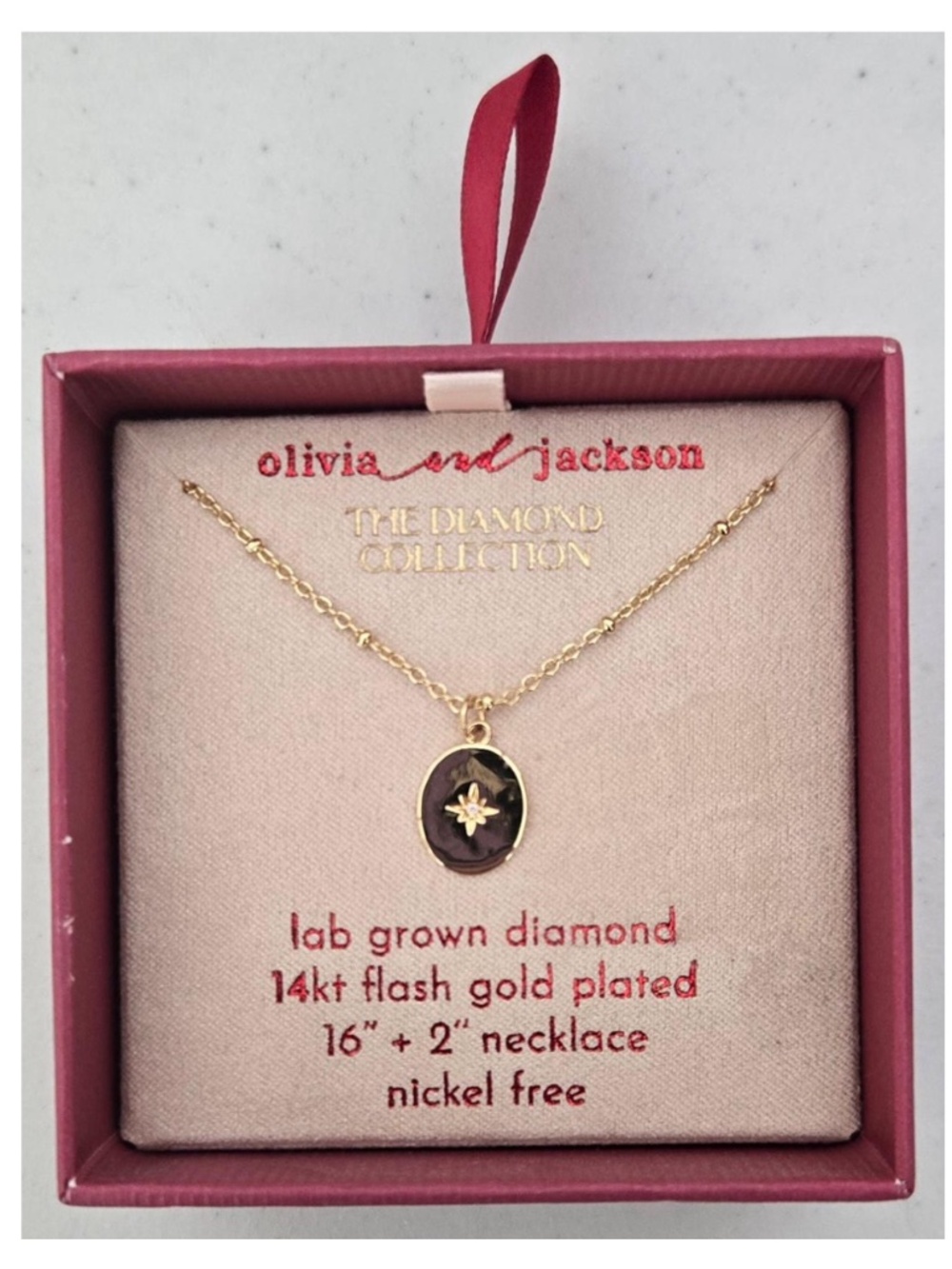 New Oliva And Jackson Jewelry Necklace Womens 14kt Gold Starbutst Diamond Pendan